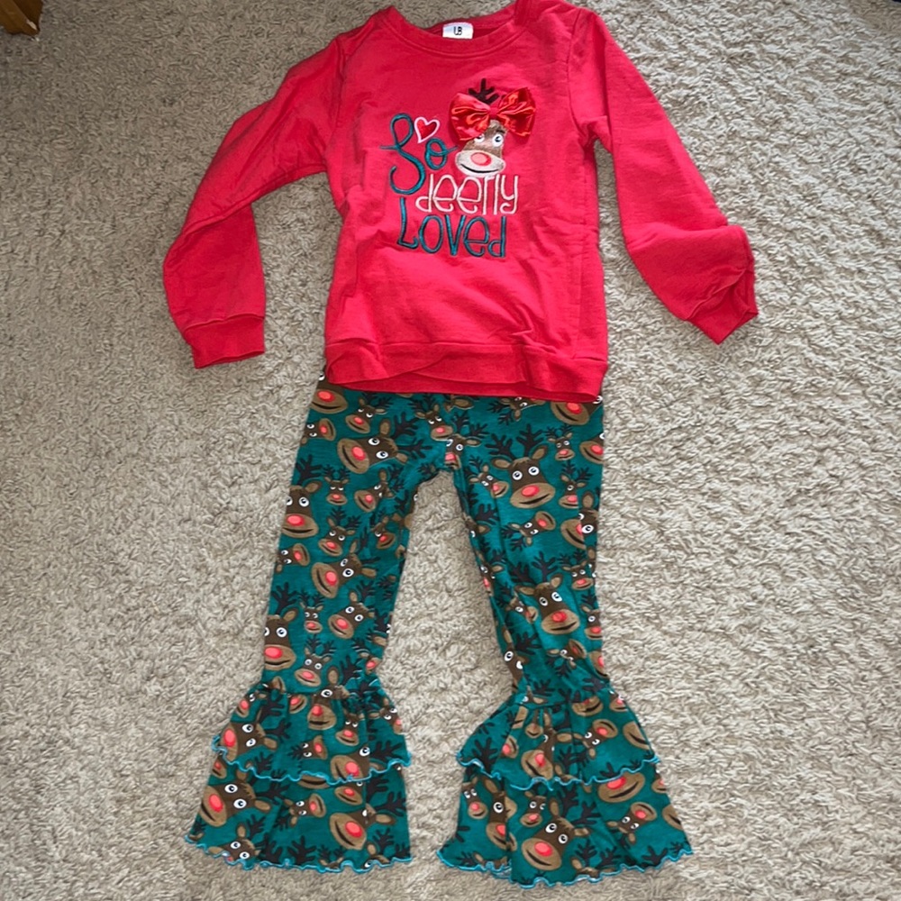 Reindeer outfit: “So Deerly Loved”